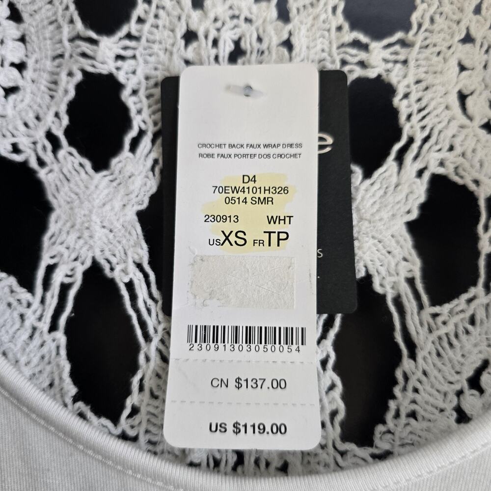 Bebe Dress Womens XS White Crochet Back Faux Wrap Tank Sundress Summer Beach - Picture 6 of 13
